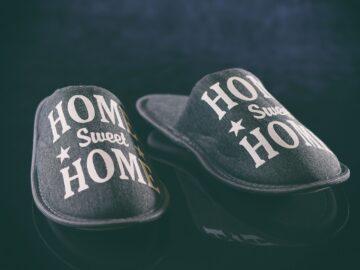 slippers, home sweet home, slack